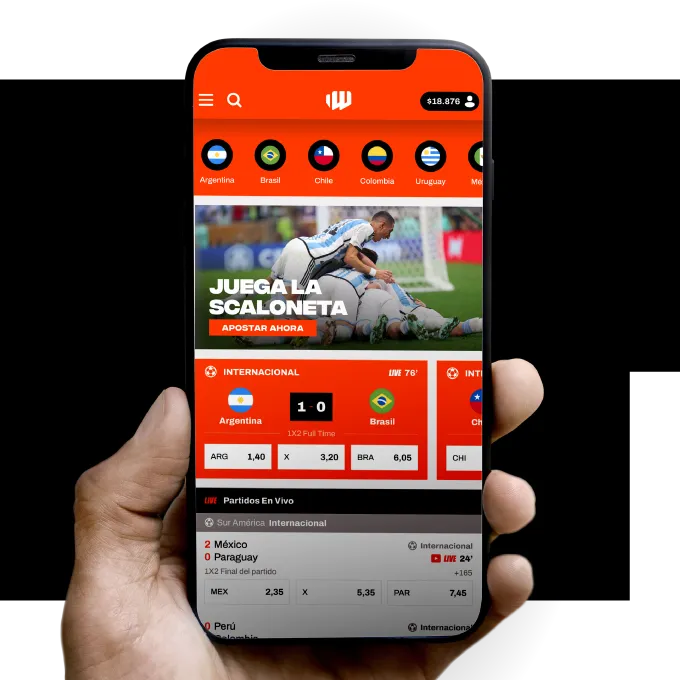 Imagen de celular con la app de Betwarrior en apuestas deportivas